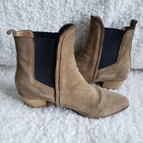 IRO Tan Suede Leather Pull-on Pointed‎ Toe Ankle Boots - Picture 9 of 10